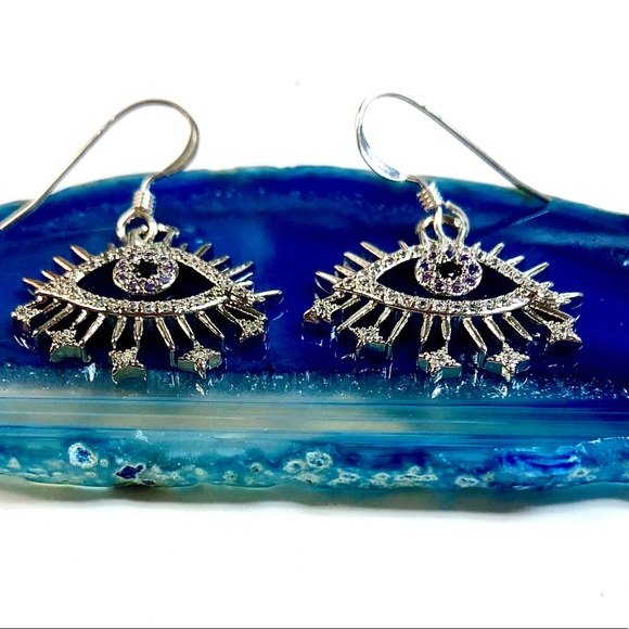 Evil Eye Earrings, Hamsa, Protection, Minimalist - Picture 4 of 9